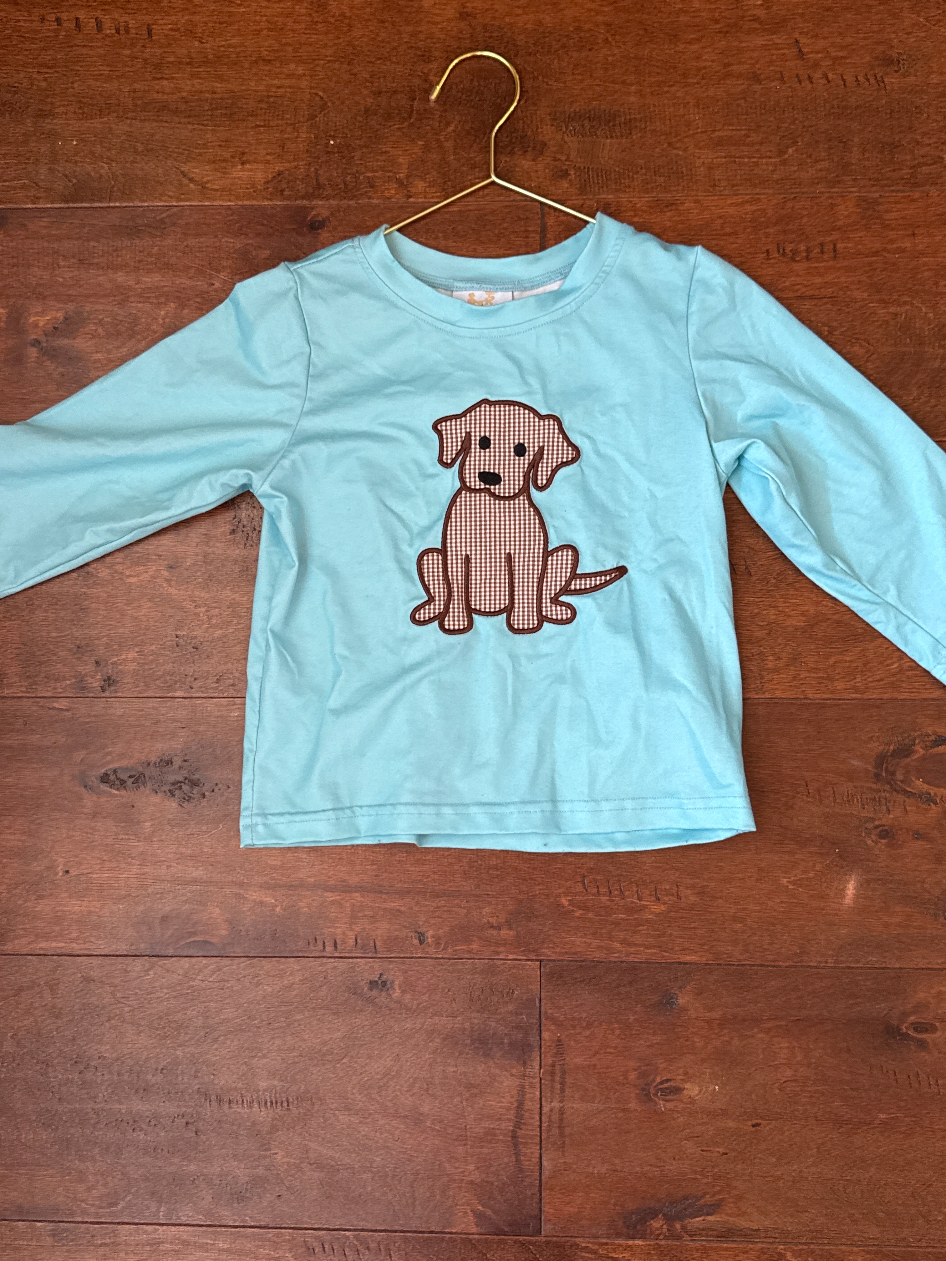 Busy Bee Smocks Dog Applique Ls Shirt 3