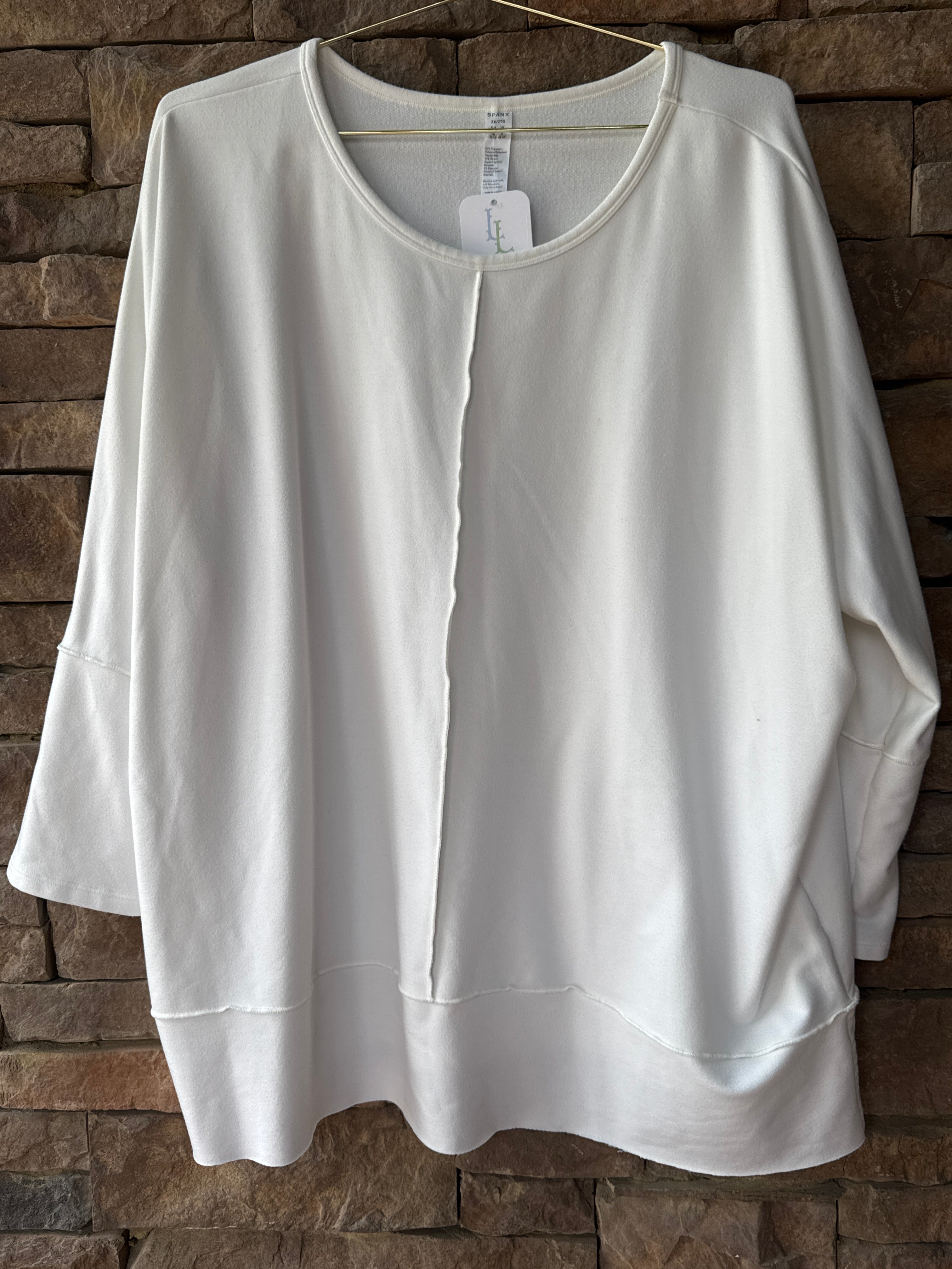 Spanx Ls Cream Split Side Top 2X