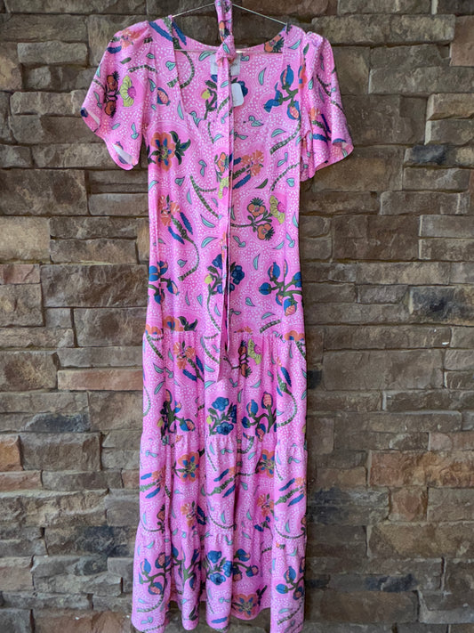 Smith & Quinn Pink Floral Drop Waist Maxi S