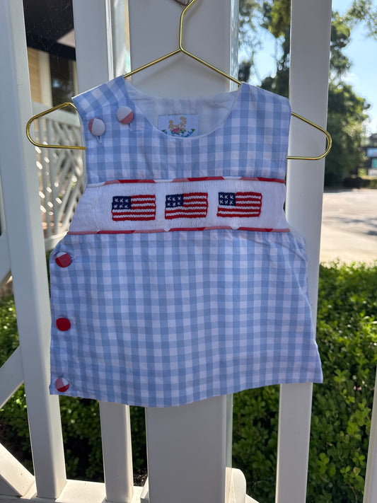 Busy Bee Smocks American Flag Smocked Top 12m