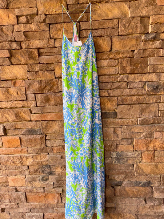 Lilly Pulitzer Coral Lime Maxi Dress S