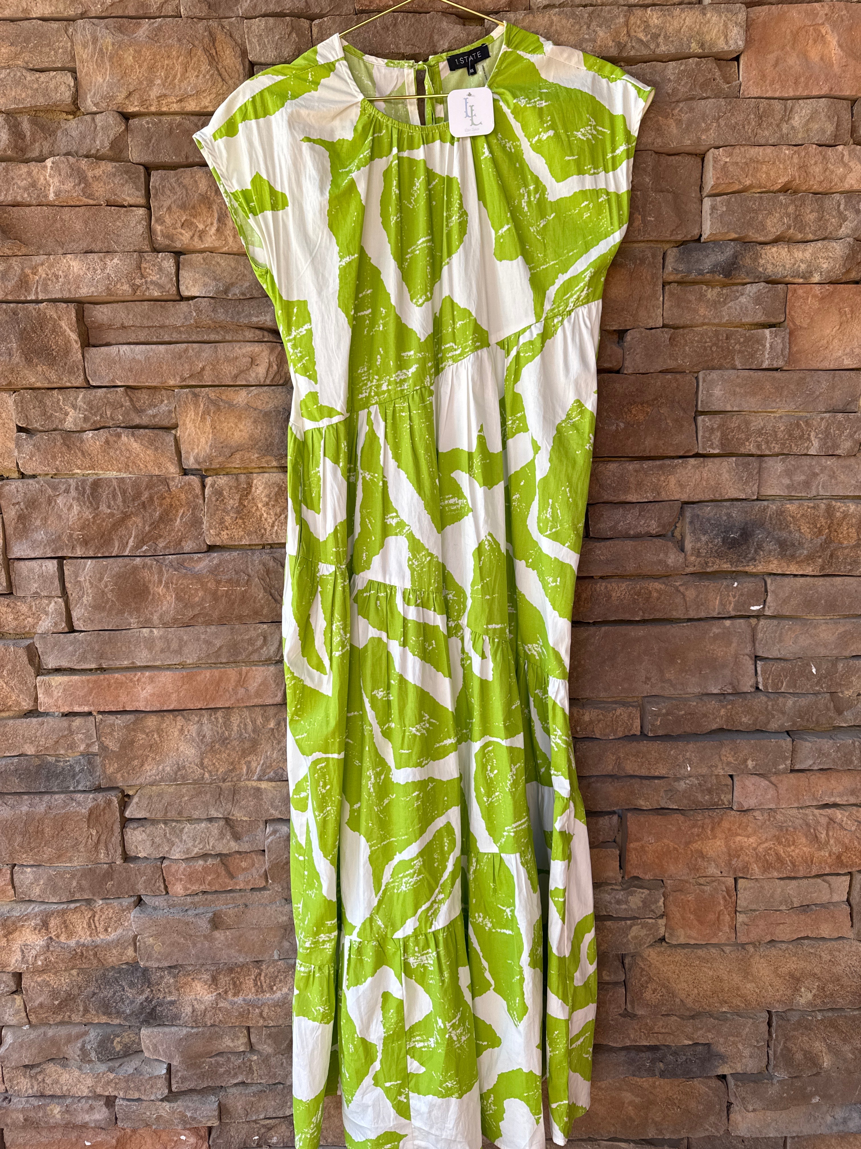 1. State Lime Green Print Maxi Dress XS
