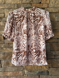 Entro Brown and Cream Zebra Top M
