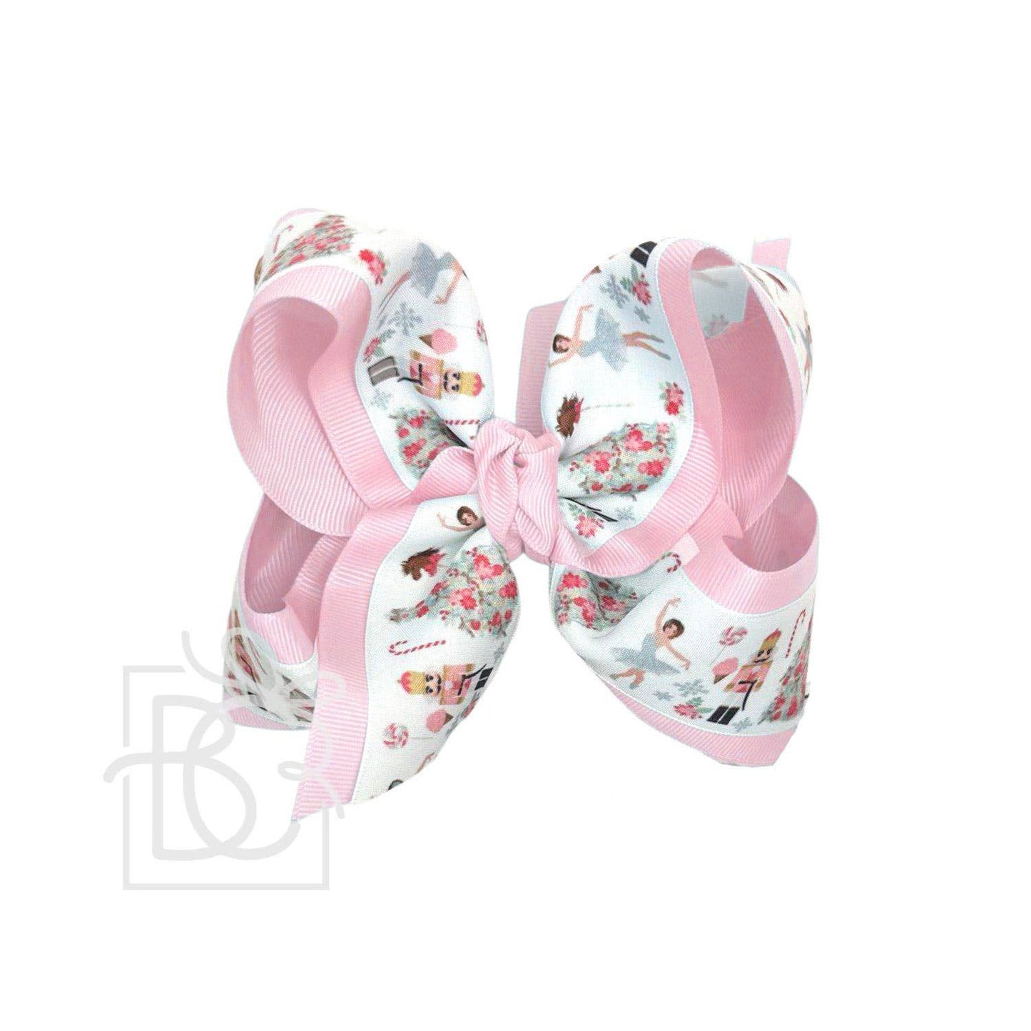 Layered Christmas Nutcracker Pastel Bow on Alligator Clip: Light Pink / 5.5" Huge