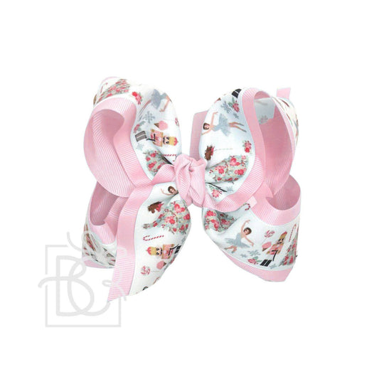 Layered Christmas Nutcracker Pastel Bow on Alligator Clip: Light Pink / 5.5" Huge