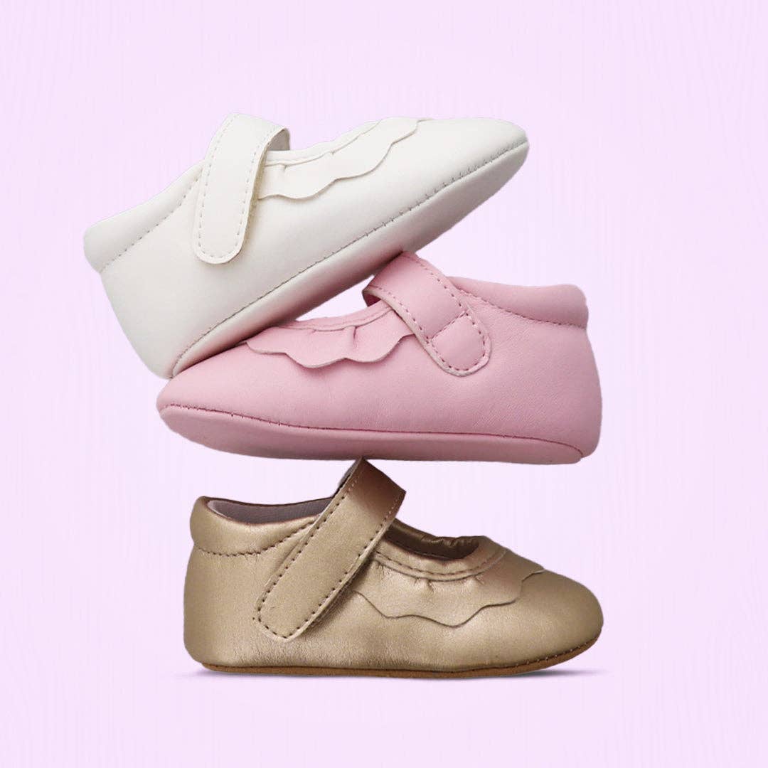 Amina Girls Hook & Loop Crib Shoe: Gold