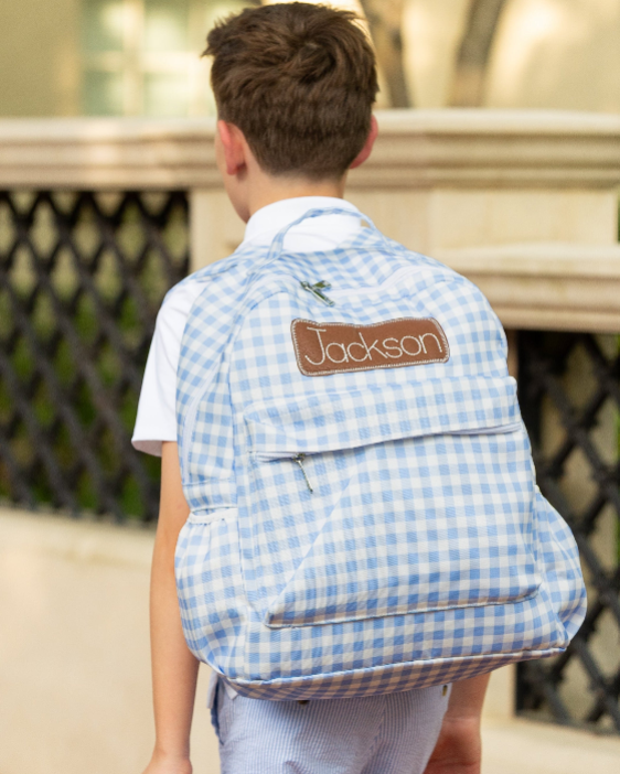 Boys Backpack - Blue Gingham: Standard