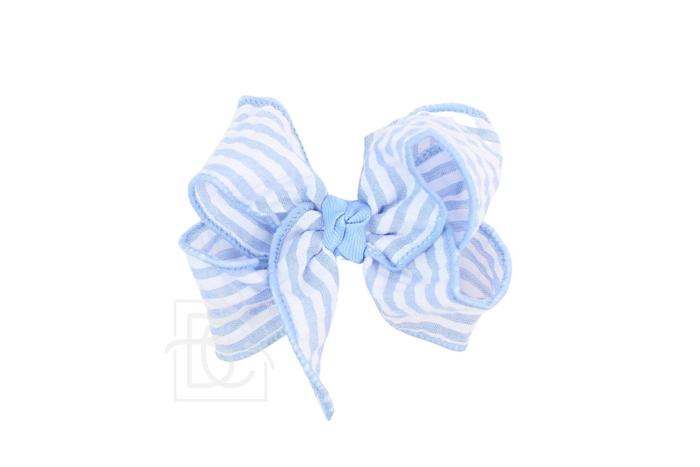 SEERSUCKER BOW ON CLIP: Millenium Blue / 4.5" Large - 1.5" Ribbon on Alligator Clip