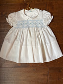 Pastels White and blue smocked Dress 12-18M