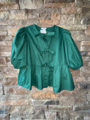 ODDI Tie Front Blouse Green S