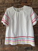 Entro White Ric Rac Multi Top M