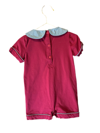 Busy Bee Smocks Romper - Gingham Collar 9M