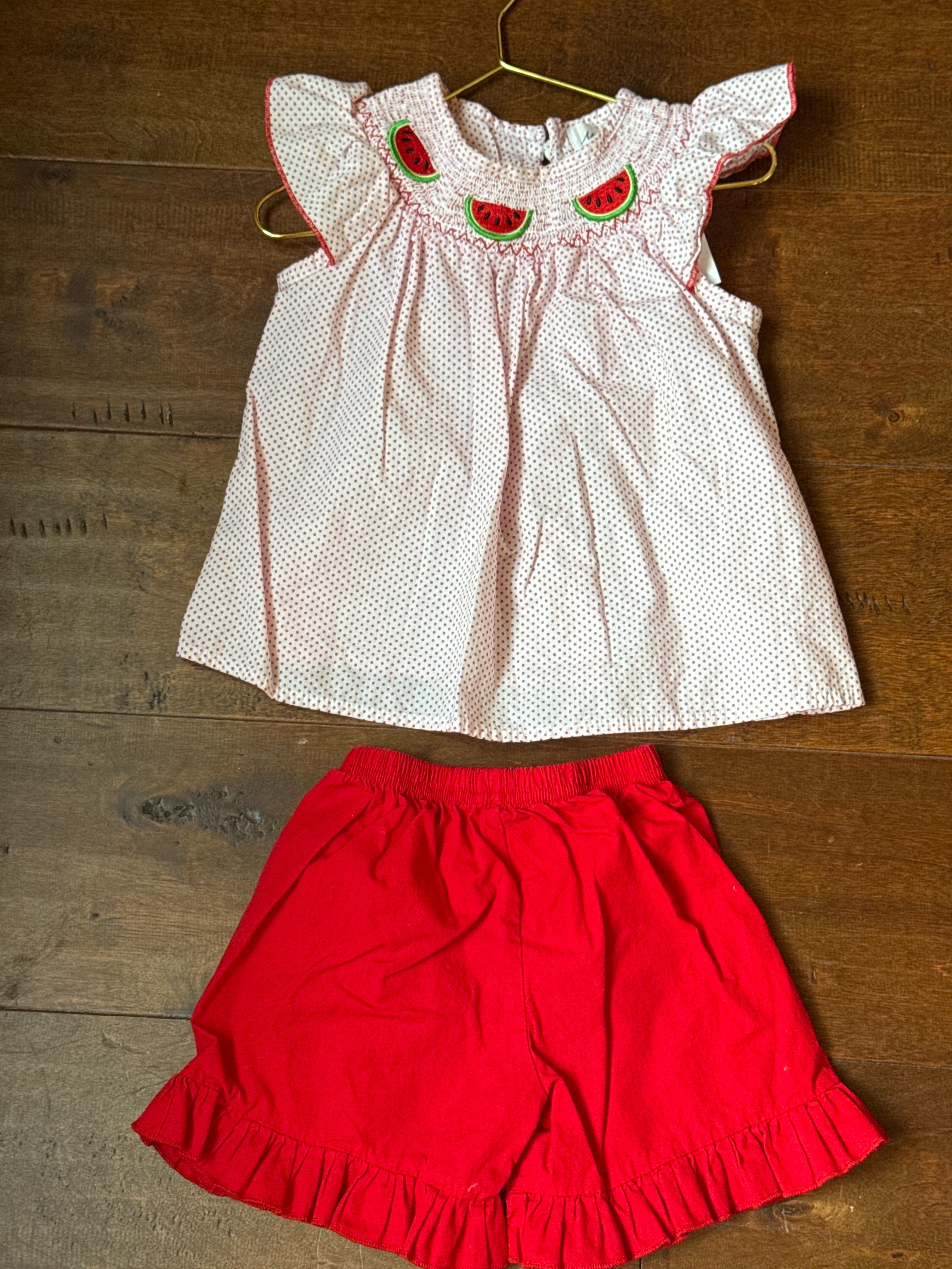 Watermelon Smocked Short Set 2T