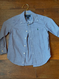 RL LS Blue Gingham Polo 5T