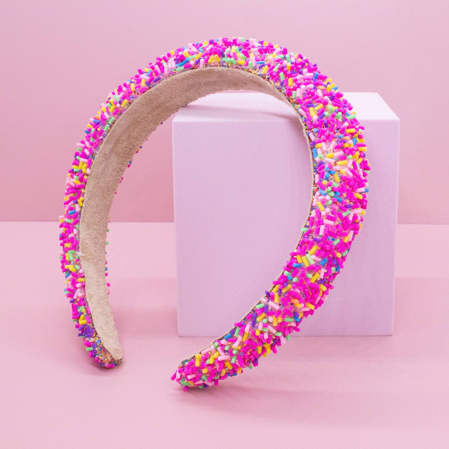 Padded Sprinkles Headband - Confetti Hair Band: Hot Pink