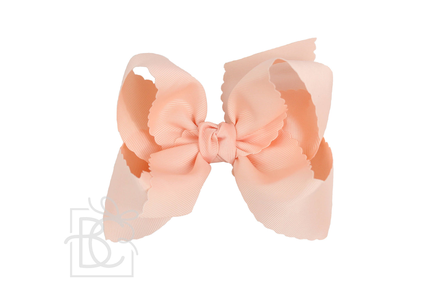 SCALLOPED EDGE BOW: Pink / 3.5" Medium - 1.5" Ribbon on Alligator Clip