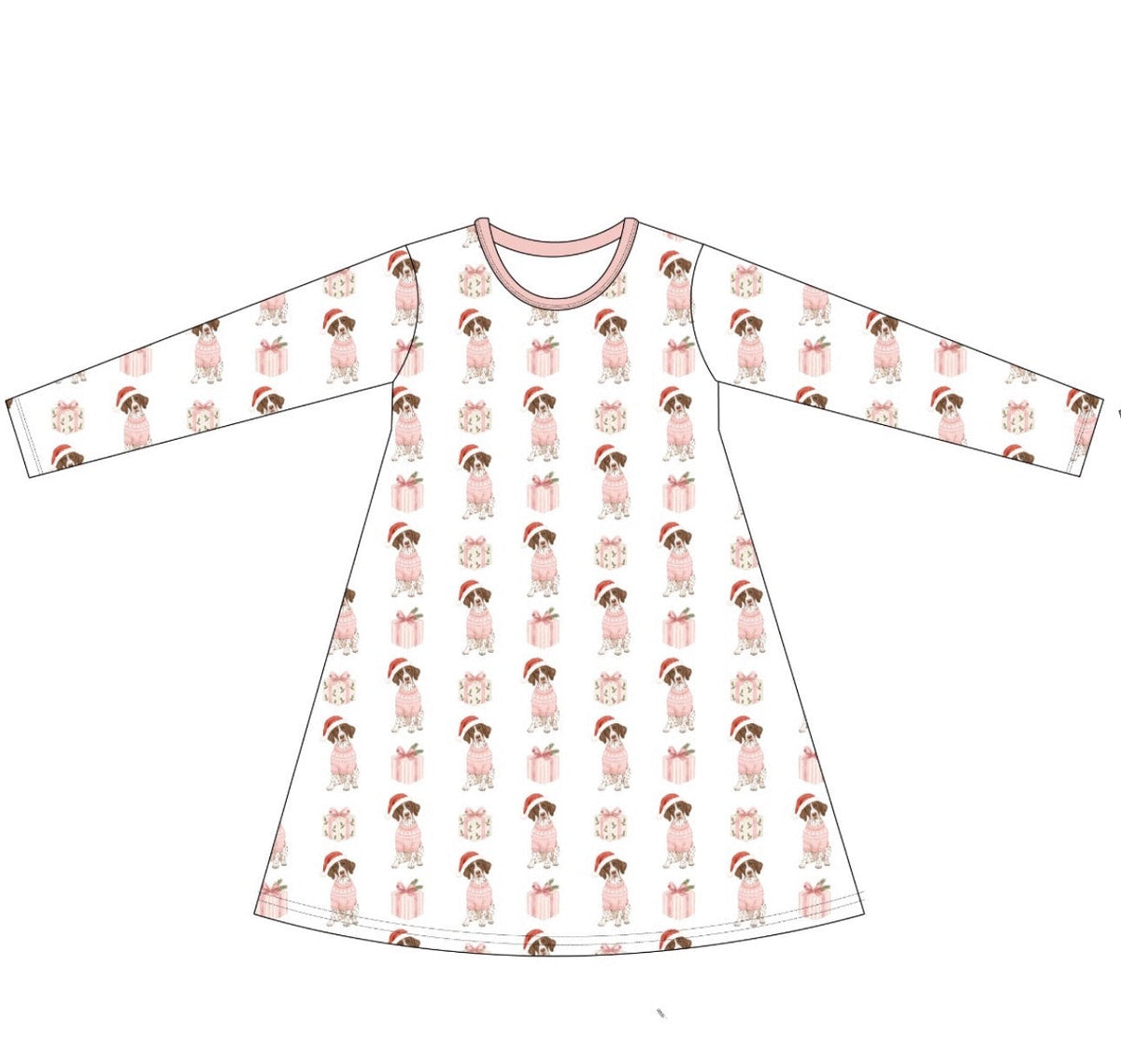 Pink Christmas Pointer Nightgown
