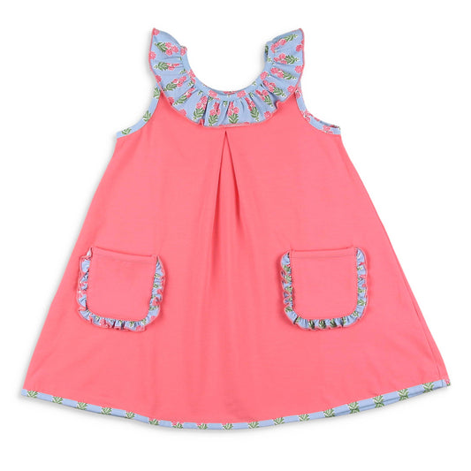 Coral Bouquet Pocket Dress