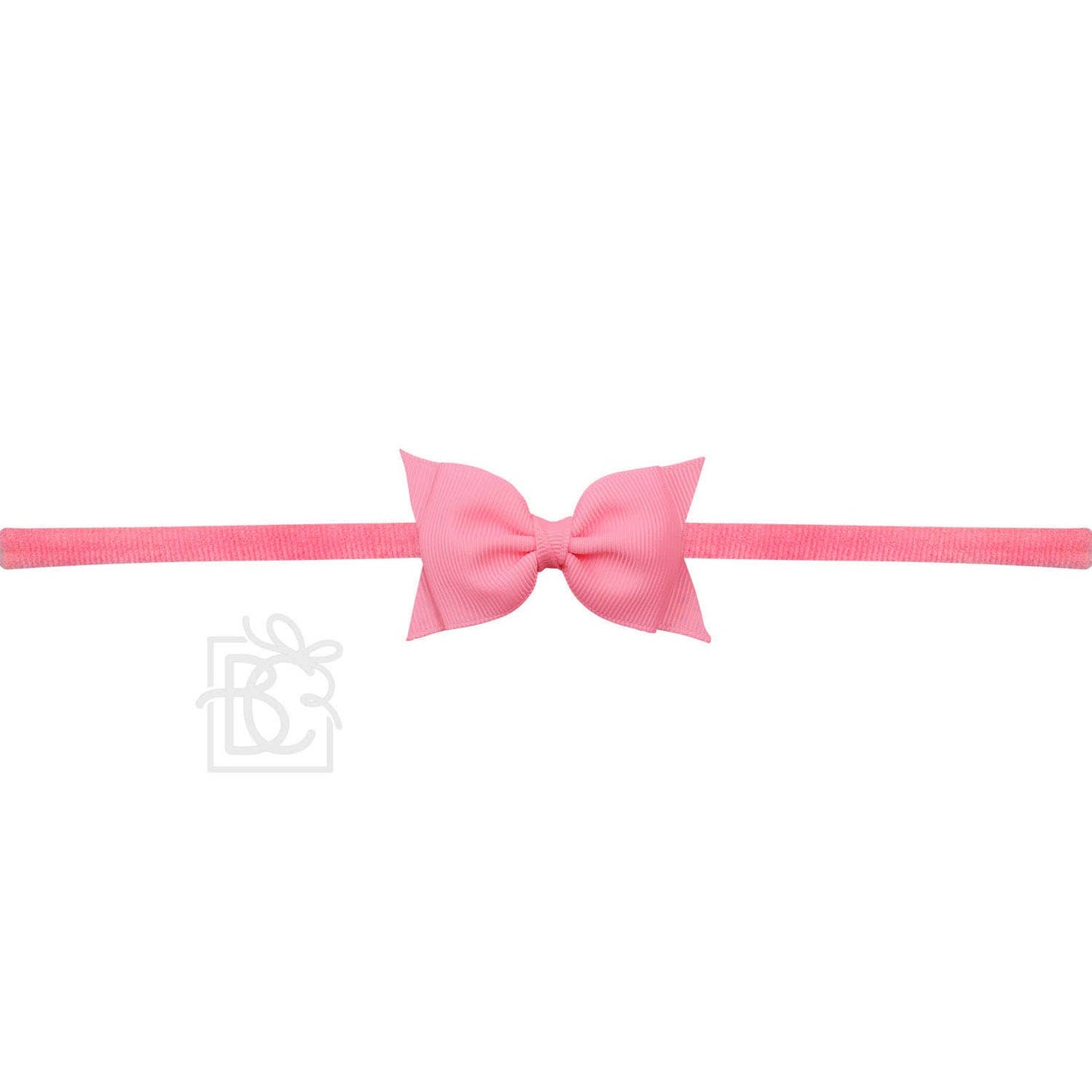 1/4" PANTYHOSE HEADBAND W/ 2.5" FLAT SOPHIA BOW: POWDER PINK