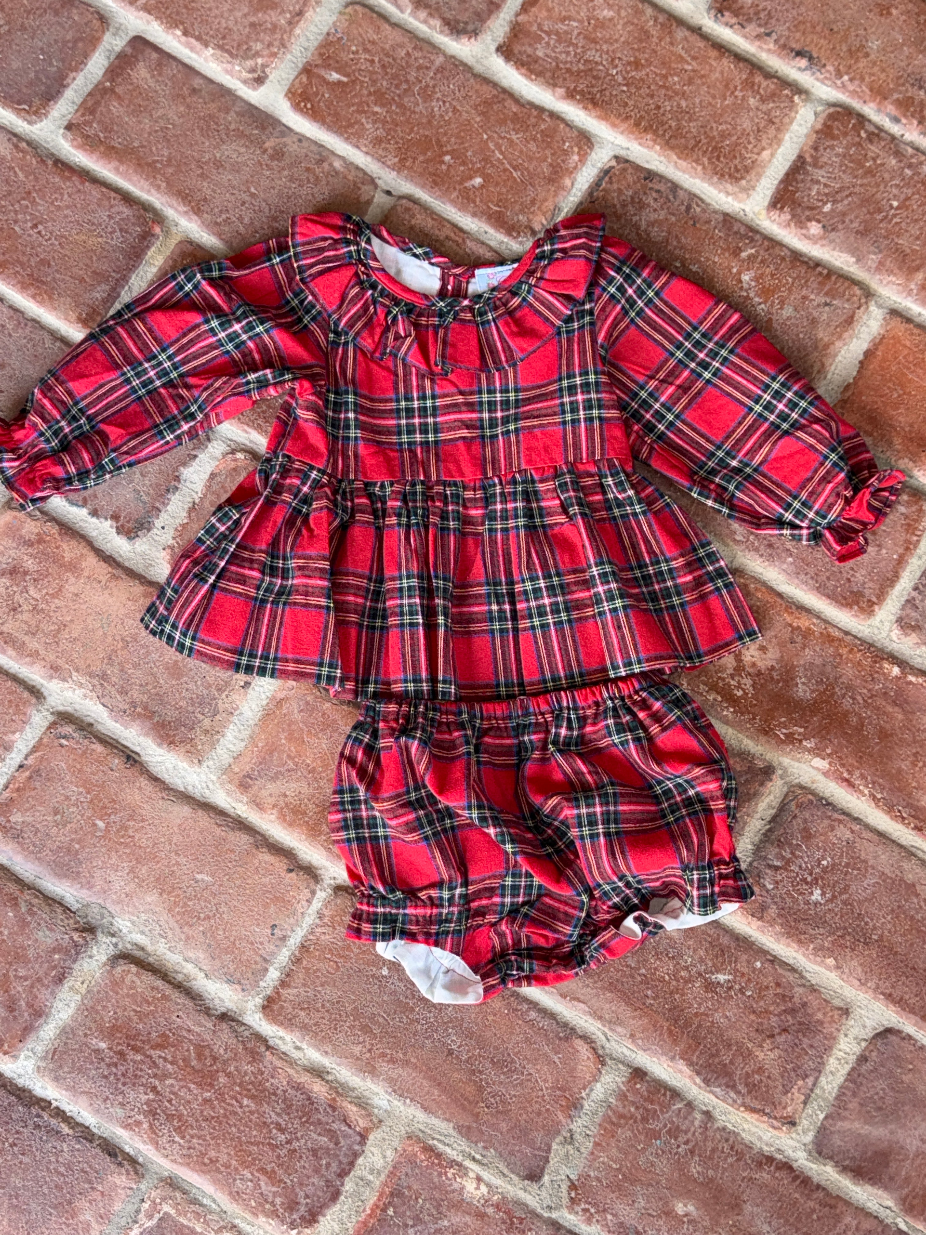 Cecil & Lou Tartan Plaid Bloomer Set 12M