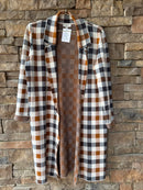 LOFT Brown and Tan Check Cardigan L