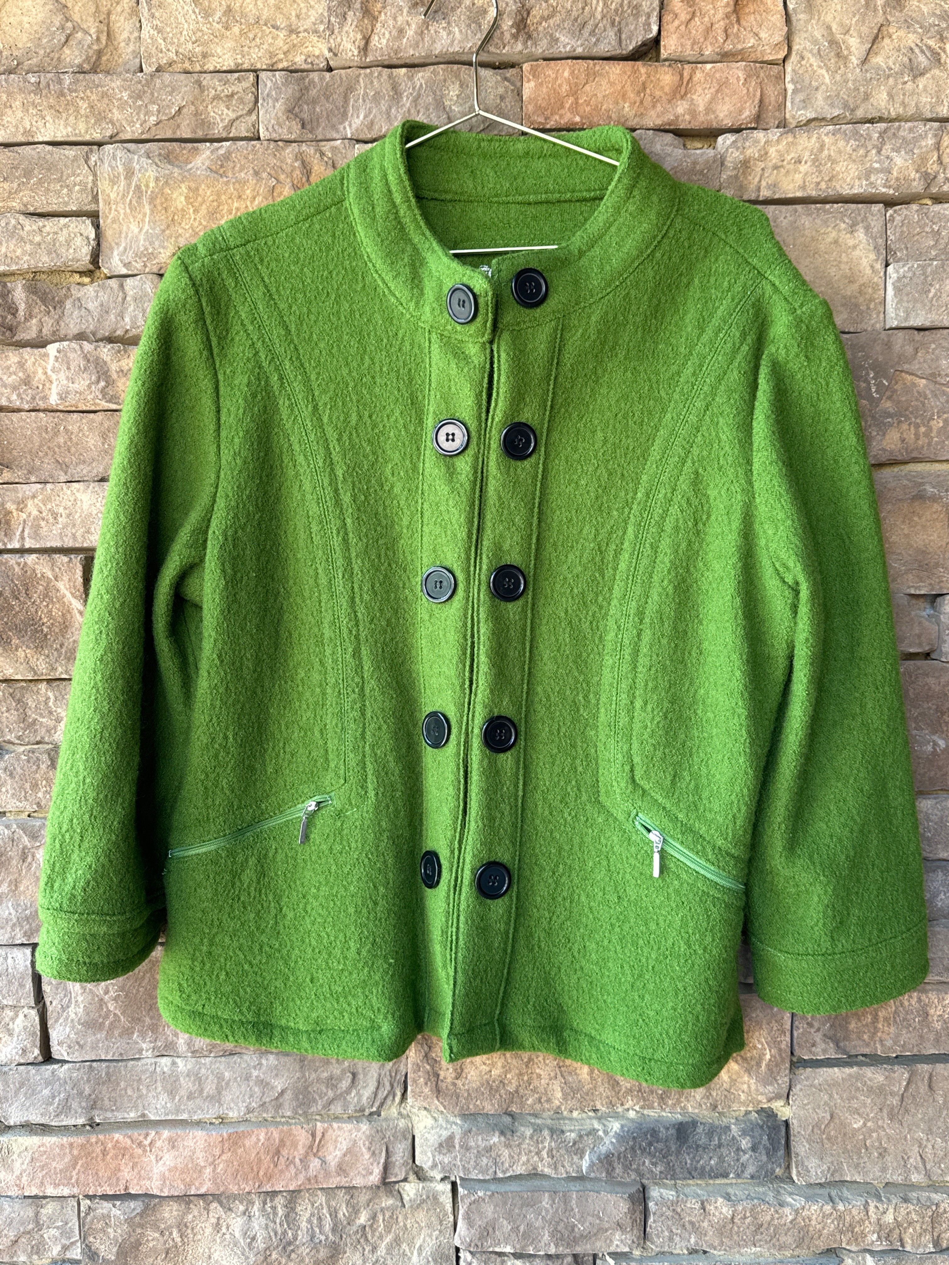Green Wool Button Down Jacket XL