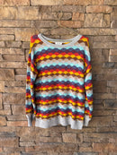 Tru Luxe Multi Scalloped Sweater S