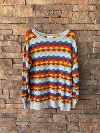Tru Luxe Multi Scalloped Sweater S