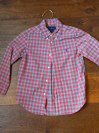RL Red Green and Blue Plaid Polo 5T