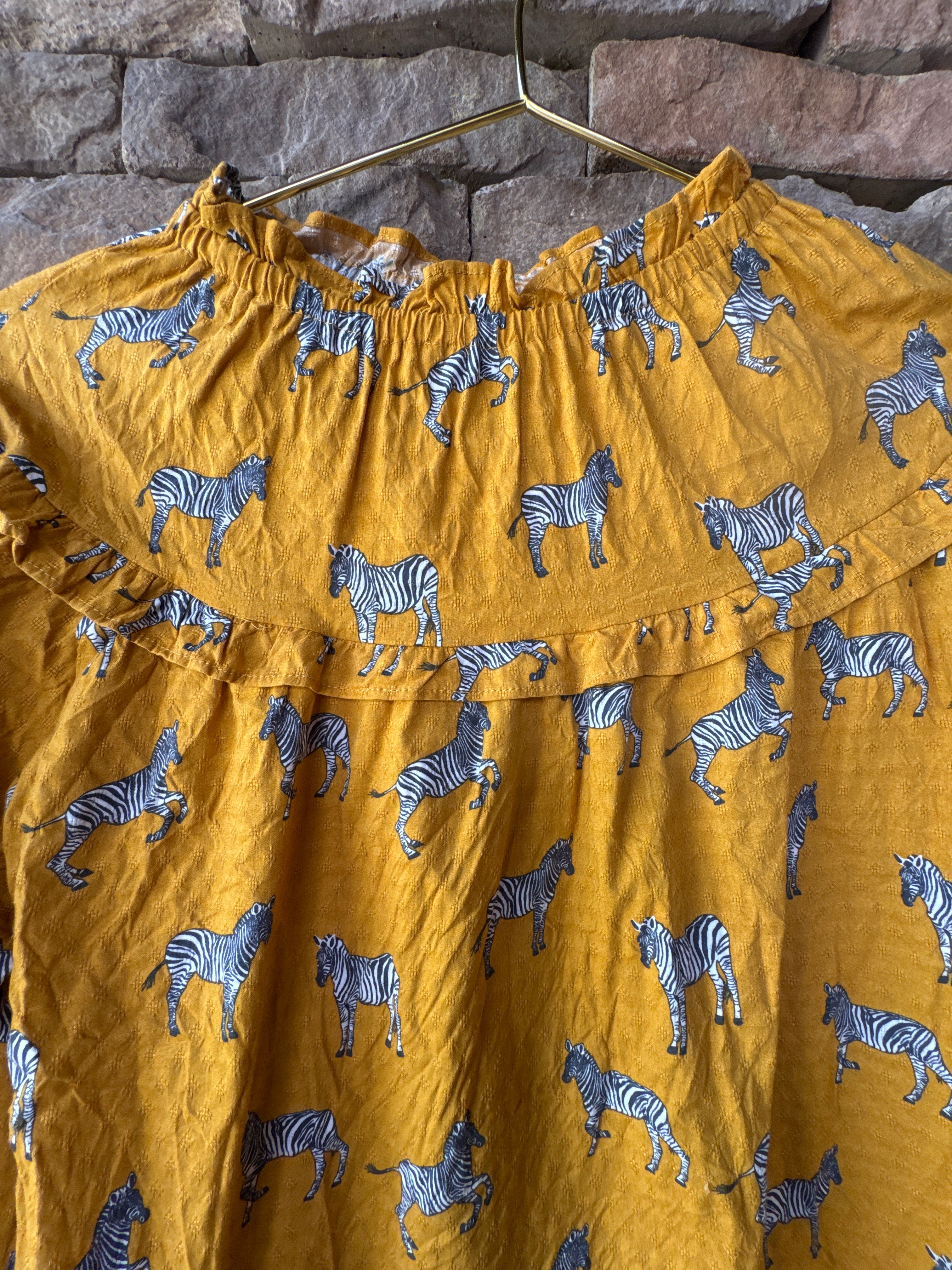 Michelle Mcdowell Ls Mustard Zebra Top L