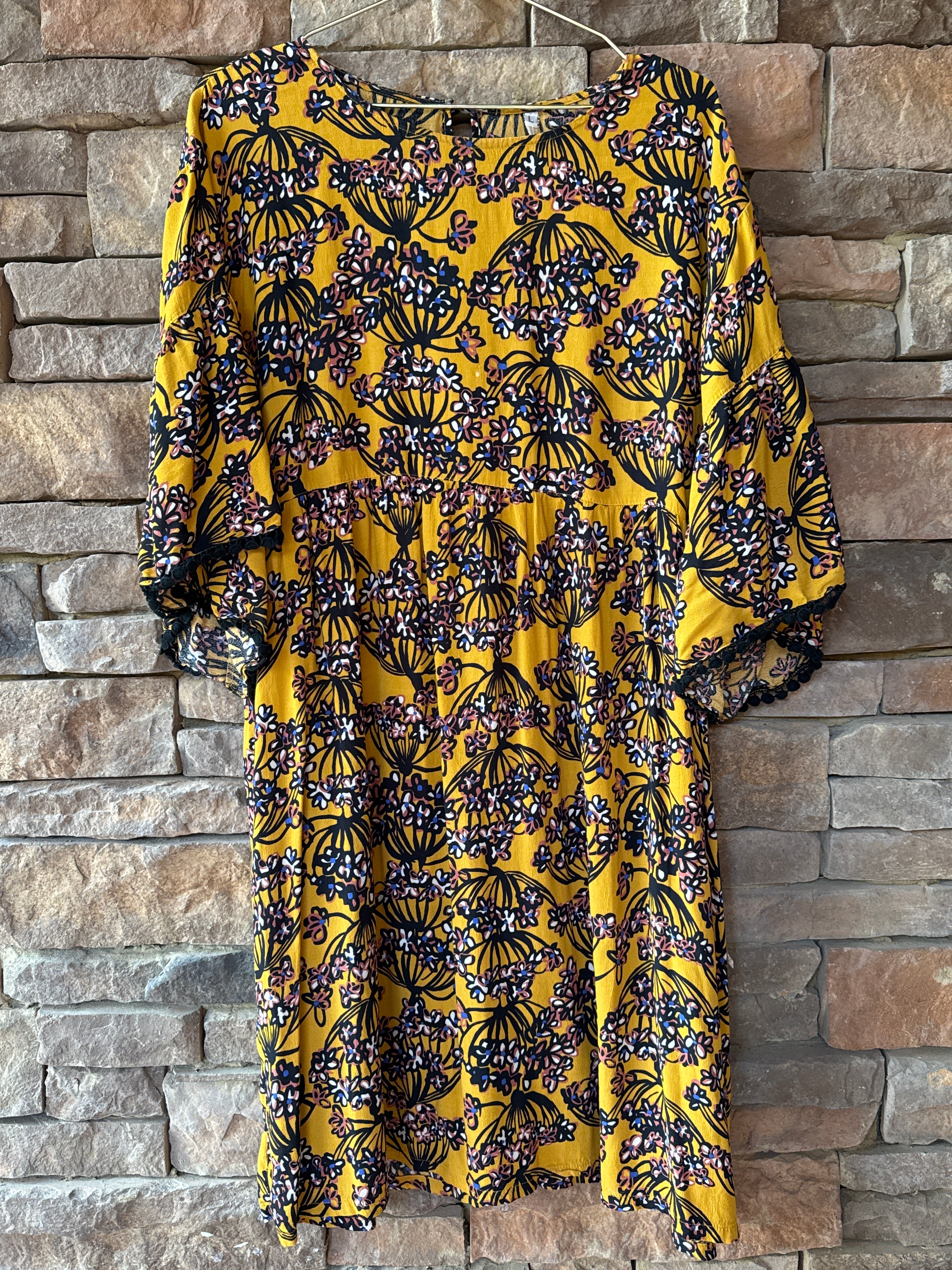 Uncle Frank Gold Floral Dress L