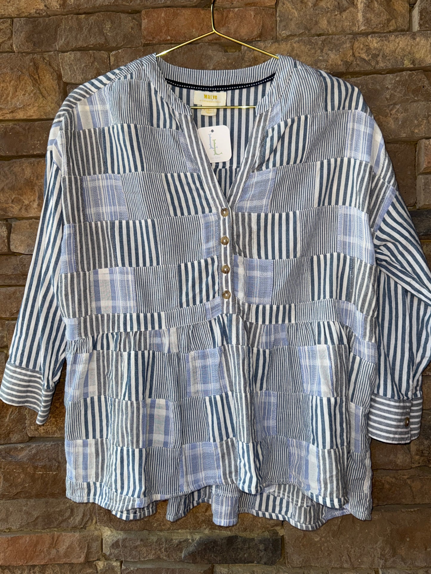 Maeve By Antrhopologie Striped Blue Top XS