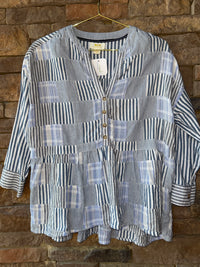 Maeve By Antrhopologie Striped Blue Top XS