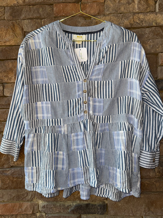 Maeve By Antrhopologie Striped Blue Top XS
