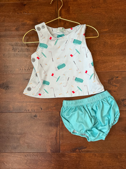 Sassy Stitches Golf Bloomer Set 18M
