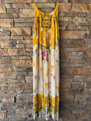 ANTHROPOLOGIE x ONE SEPTEMBER Paradiso Koi Fish Maxi Dress Yellow M