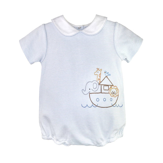 Noah's Ark Embroidered Bubble in Blue
