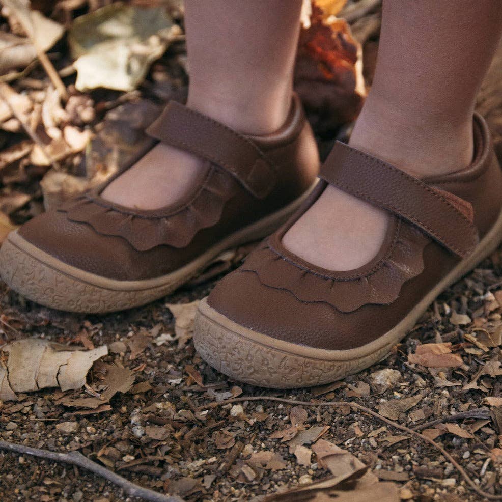 Amina Leather Girls Mary Jane Shoe: Brown Leather