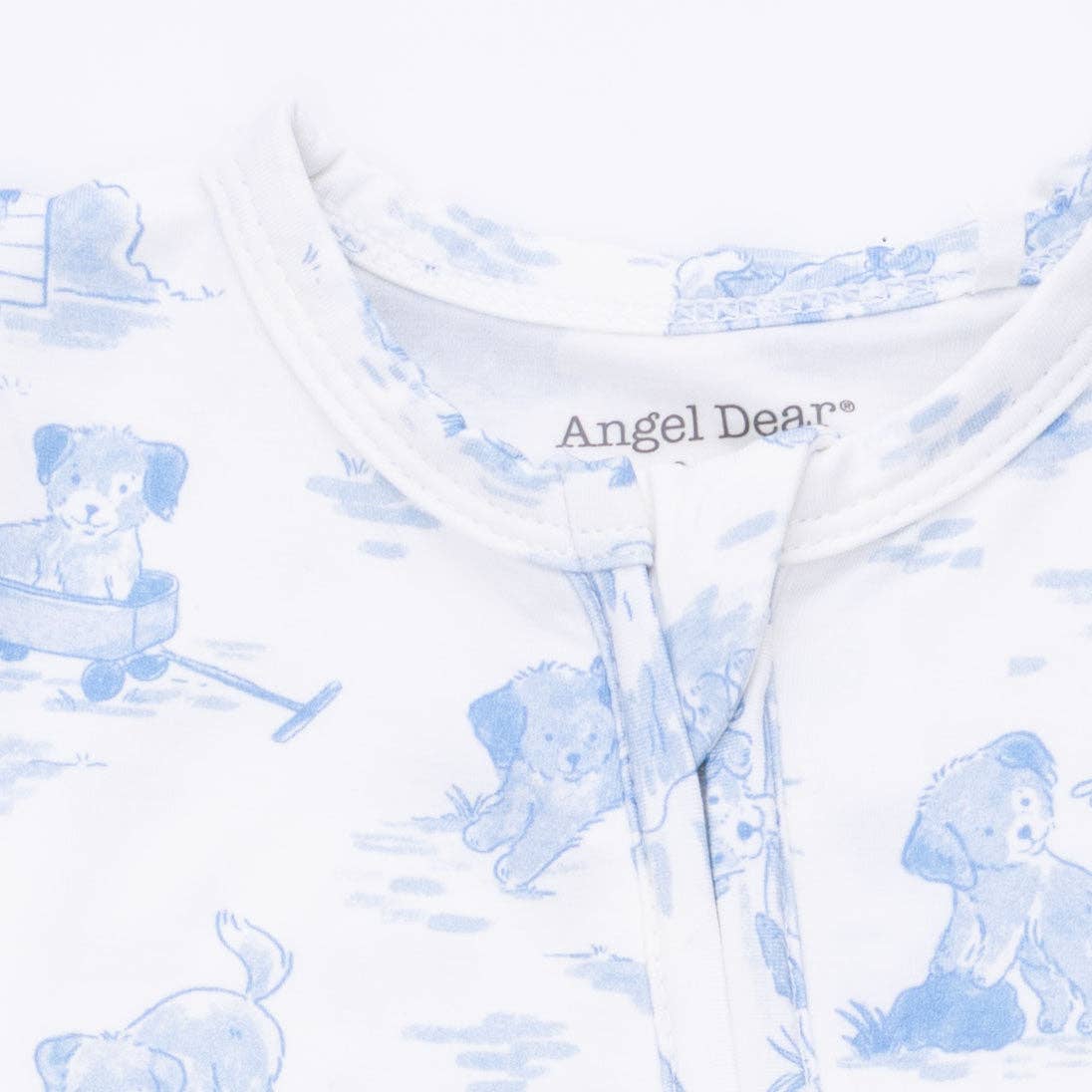 Puppy Toile Blue - 2 Way Zipper Footie
