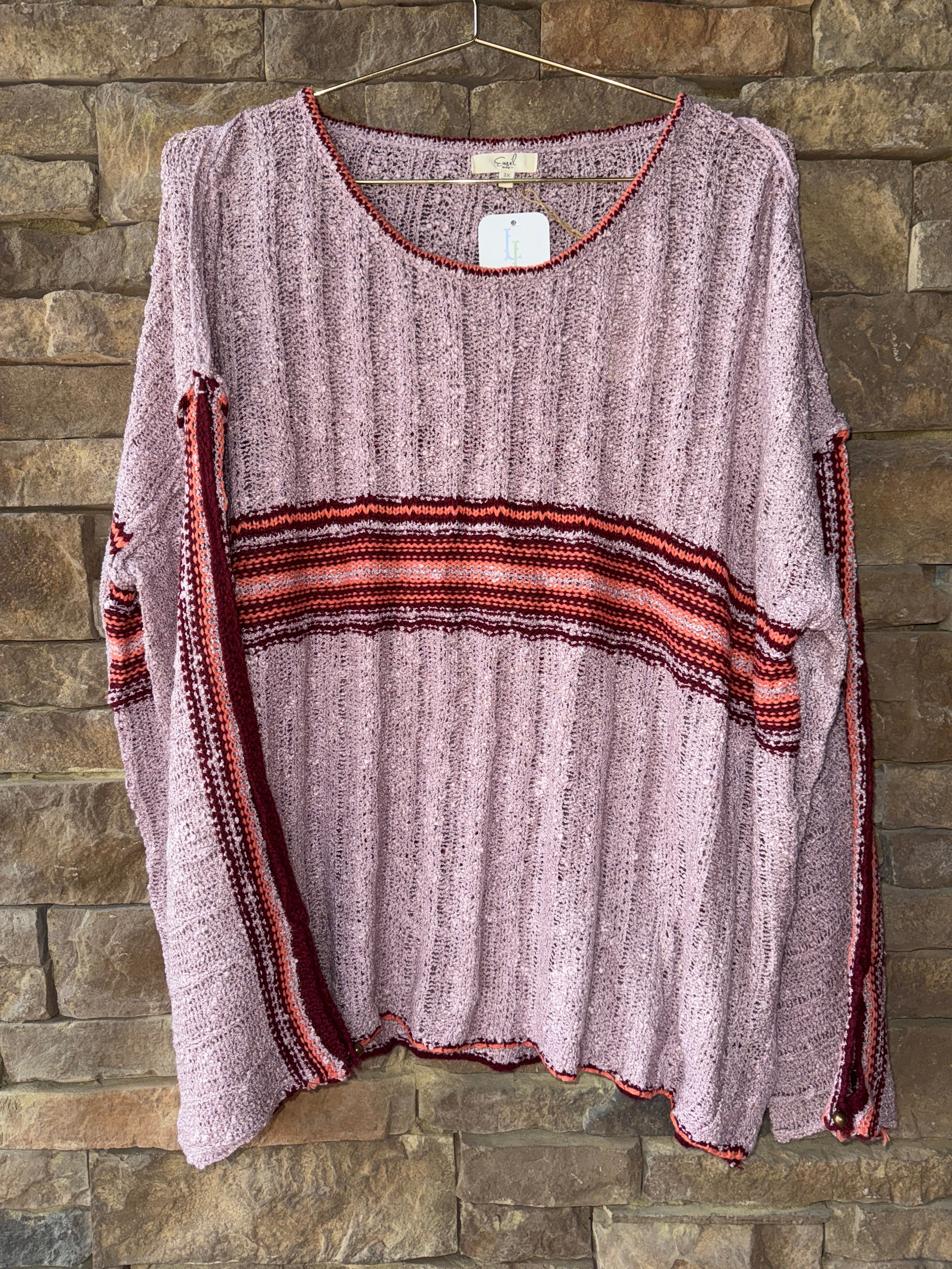 Easel Mauve Stripe Sweater 2X