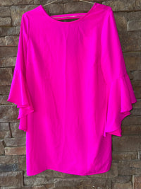 TCEC Pink Flutter Sleeve Dress L