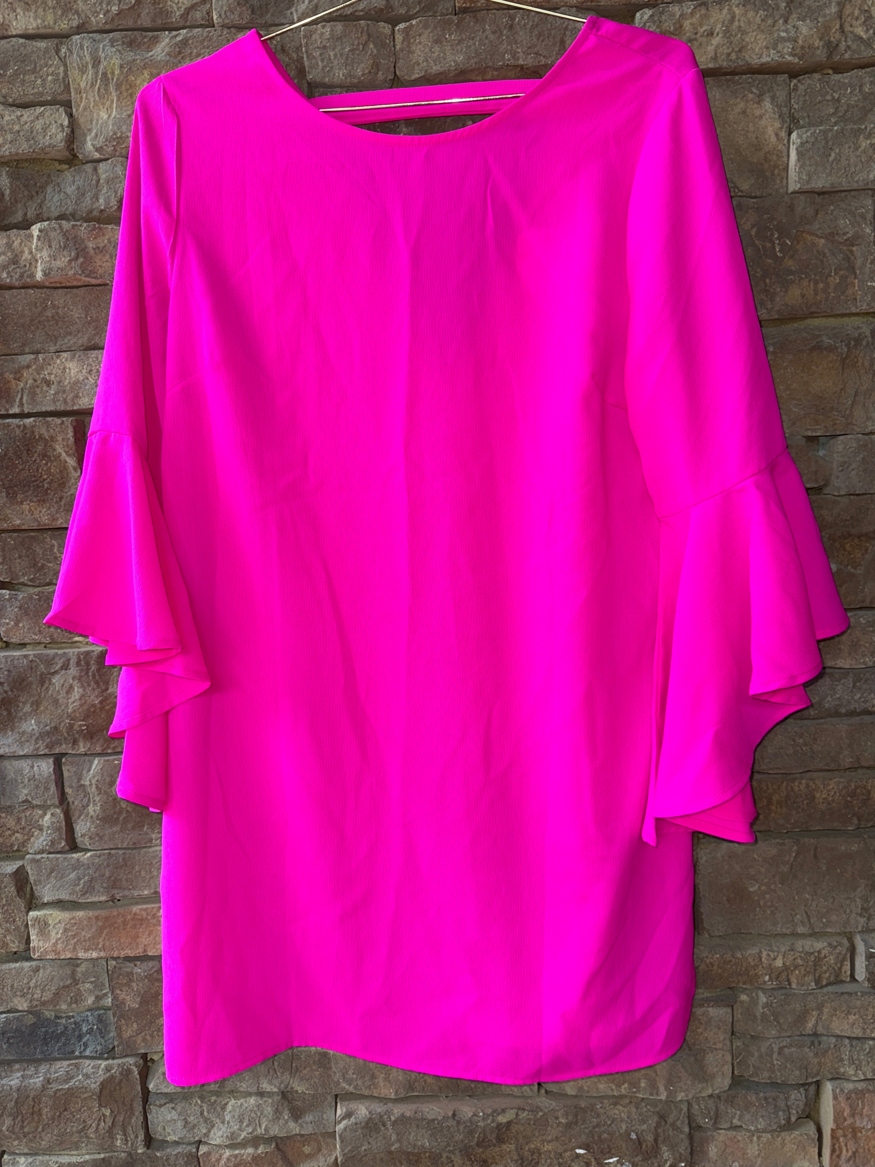 TCEC Pink Flutter Sleeve Dress L