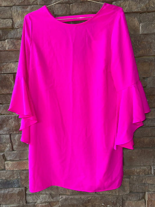 TCEC Pink Flutter Sleeve Dress L