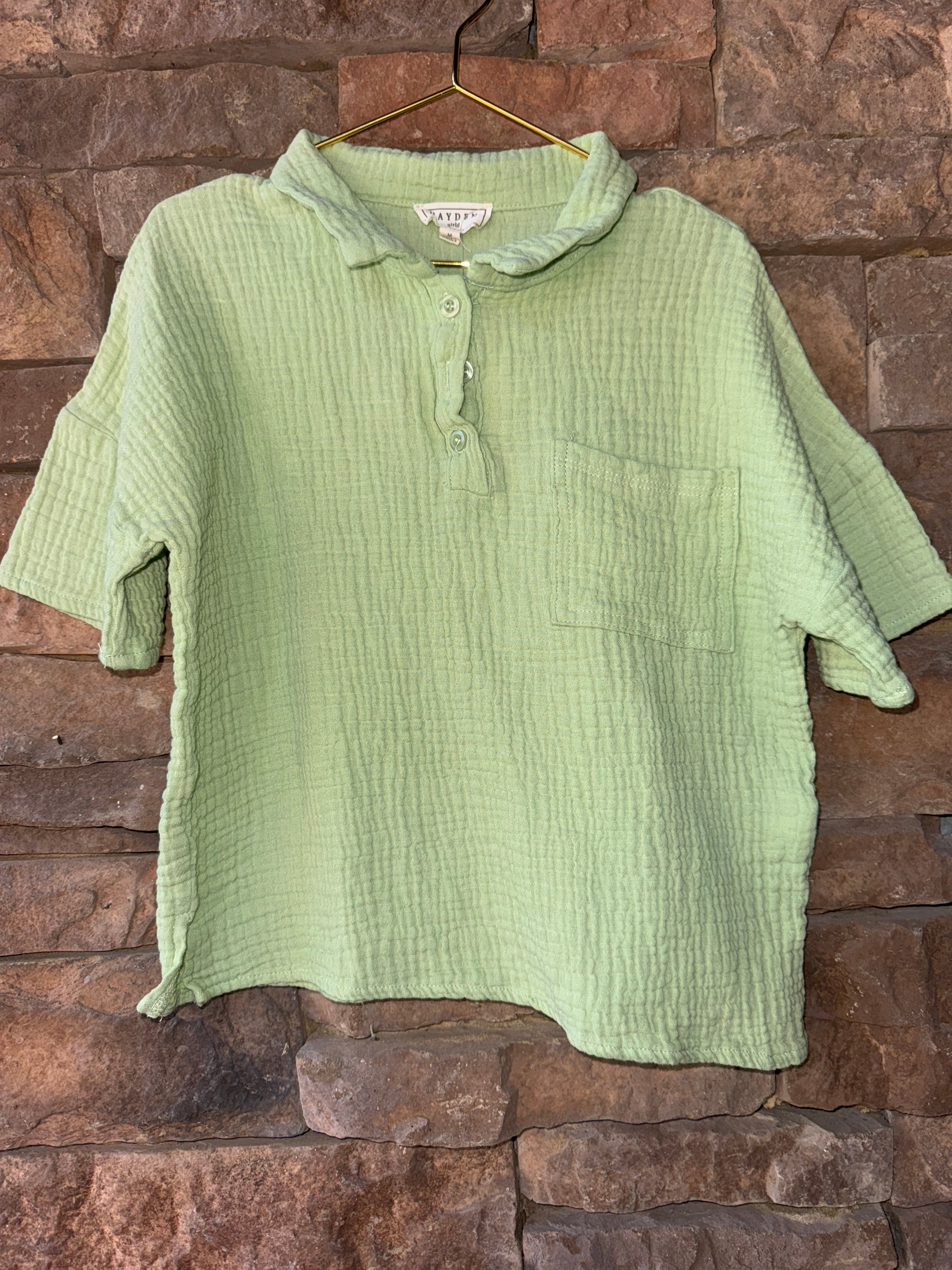 Hayden Girls Lime Green Gauze Ss top M