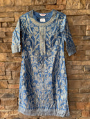Biba Linen Metallic Design Dress Size 34 XS