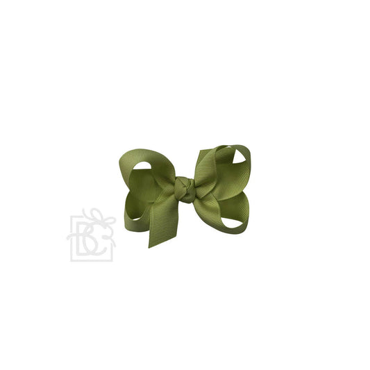 SIGNATURE GROSGRAIN BOW ON CLIP: 3.5" Medium - 7/8" Ribbon on Alligator Clip / MOSS