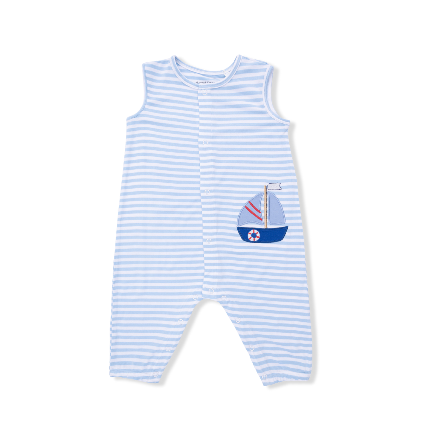 Bubbly Sailboat Stripe - Sleeveless Romper