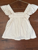 Crewcuts Ruffle Top Beige 10/12