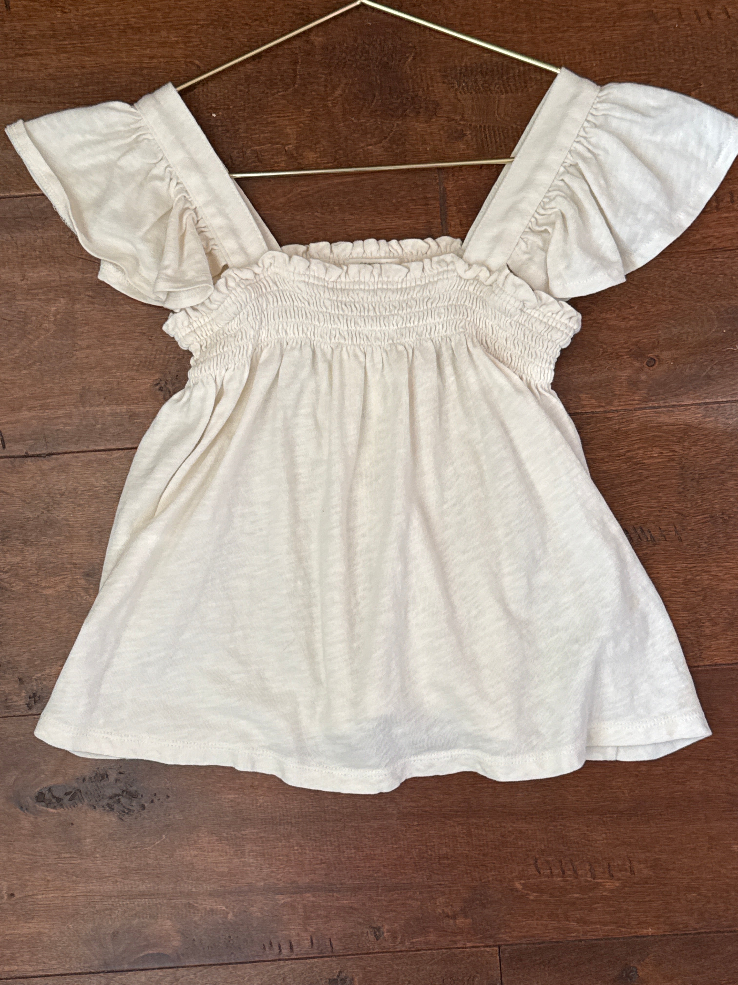 Crewcuts Ruffle Top Beige 10/12