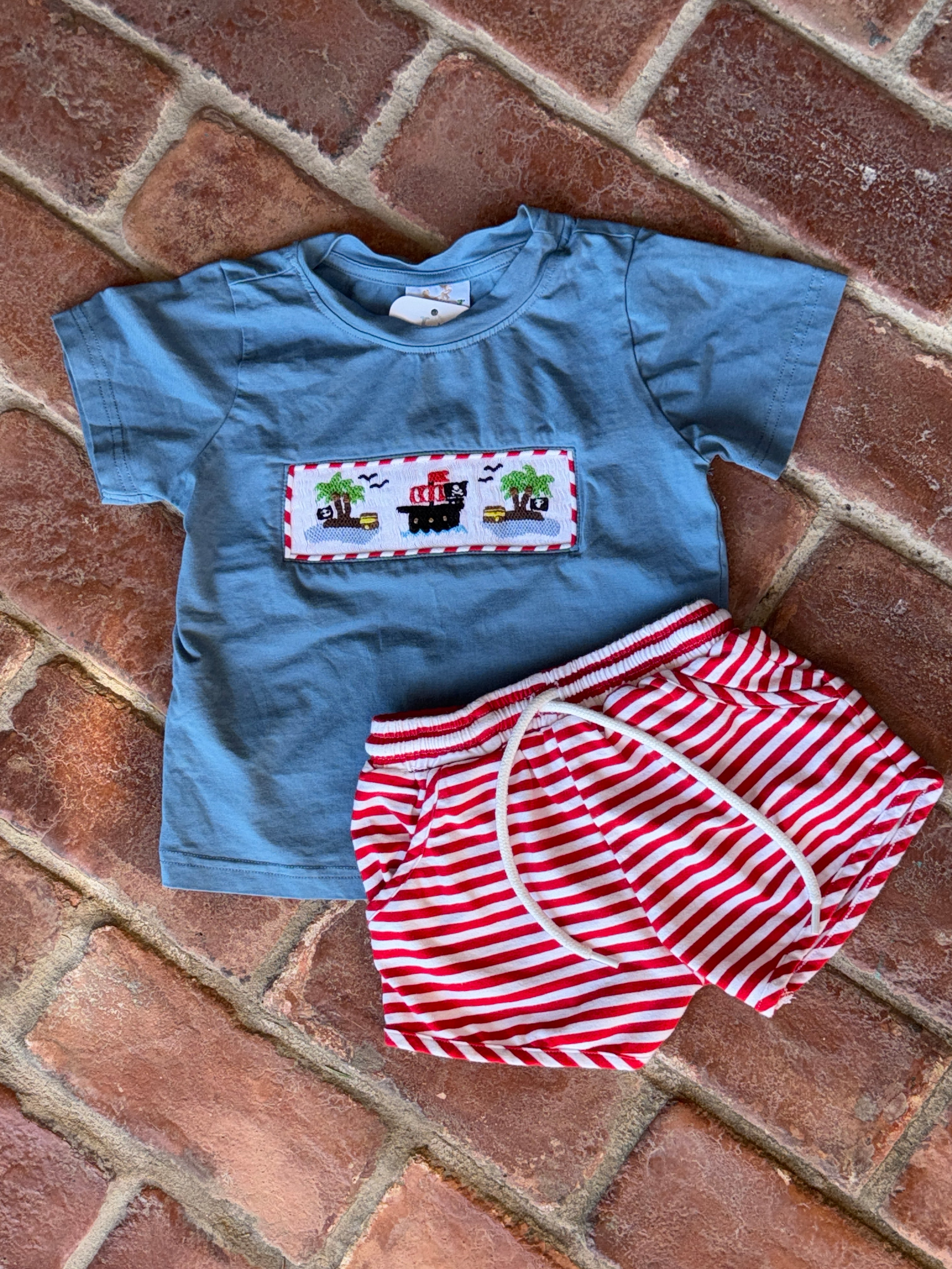 Busy Bee Pirate Smocked Short Set 18M